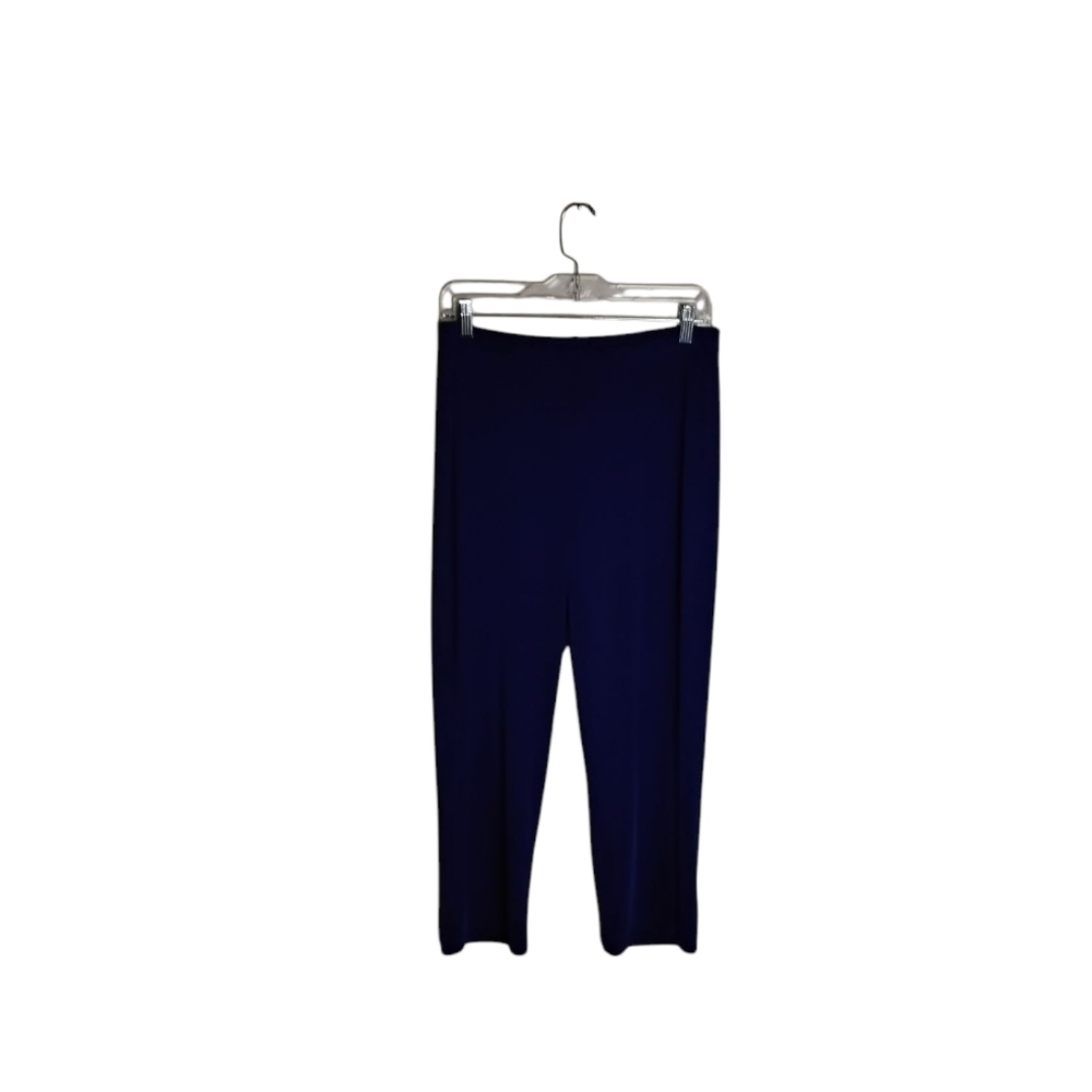 Chico's Women's 36 Royal Blue Dressy Cropped Pull-on Straight Leg Slinky Pant